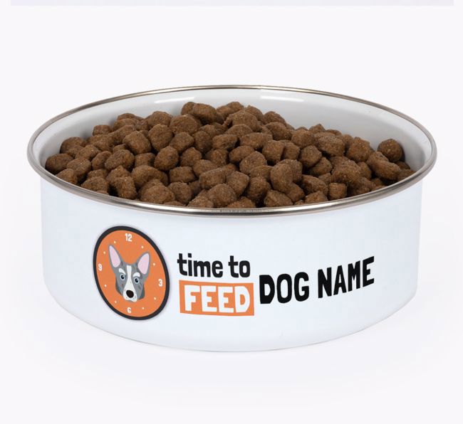 Time To Feed: Personalised {breedFullName} Enamel Dog Bowl